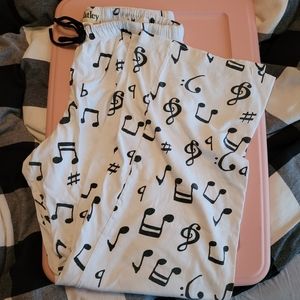 Hatley Black & White Music Note Pajama Pants Size XL